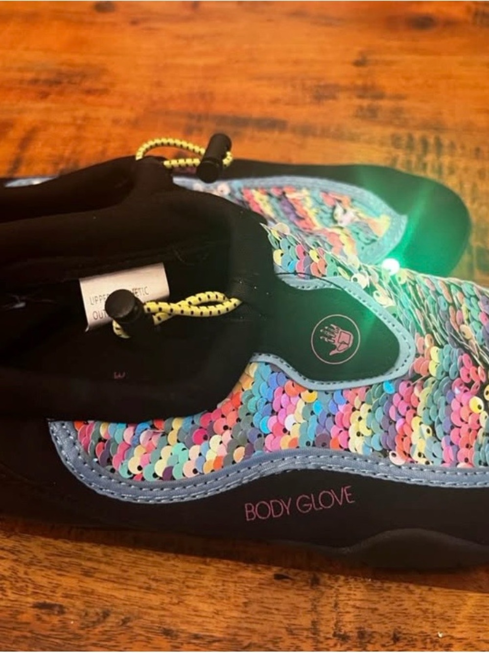 Body Glove Pastel Sequin Water Shoes with Blue Trim